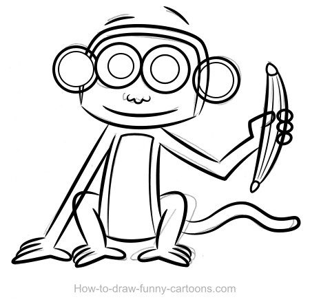450x442 How To Draw A Cartoon Monkey Easy Step