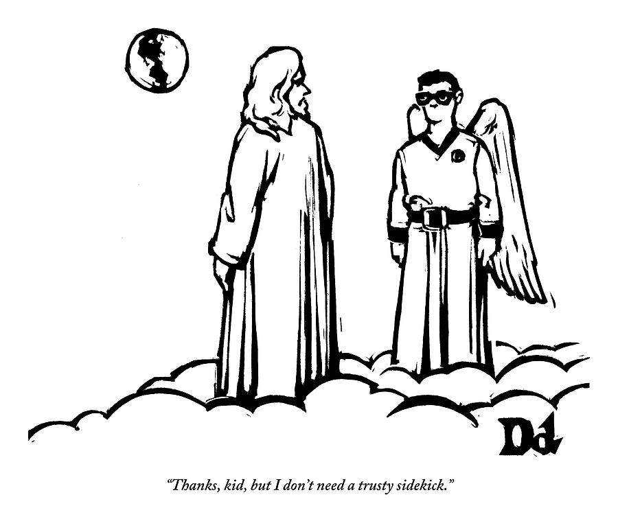 900x772 God Overlooks Earth Next To A Robin Like Angel Drawing