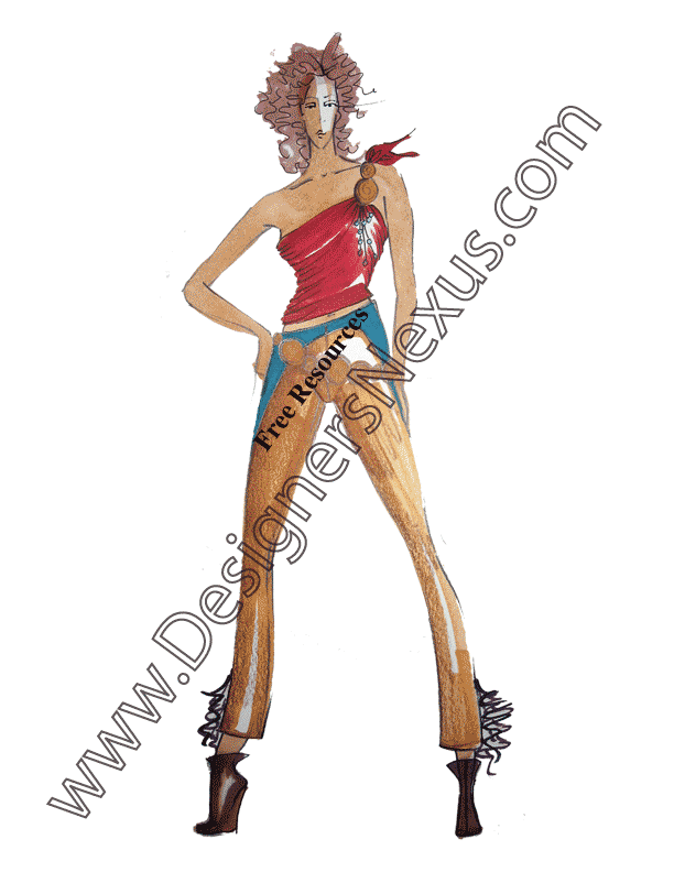 612x792 Freehand Illustration Single Figure Fashion Drawing