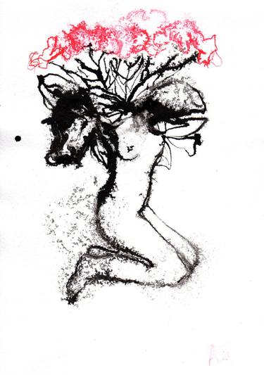 375x533 Beautiful Mix Of Flower And Woman Drawing
