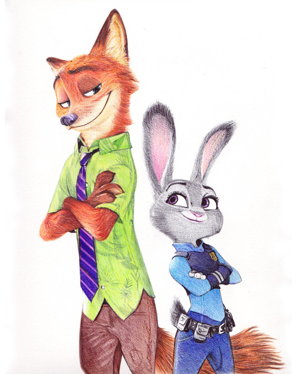 1024x1280 Nick And Judy Ballpoint Pen Drawing