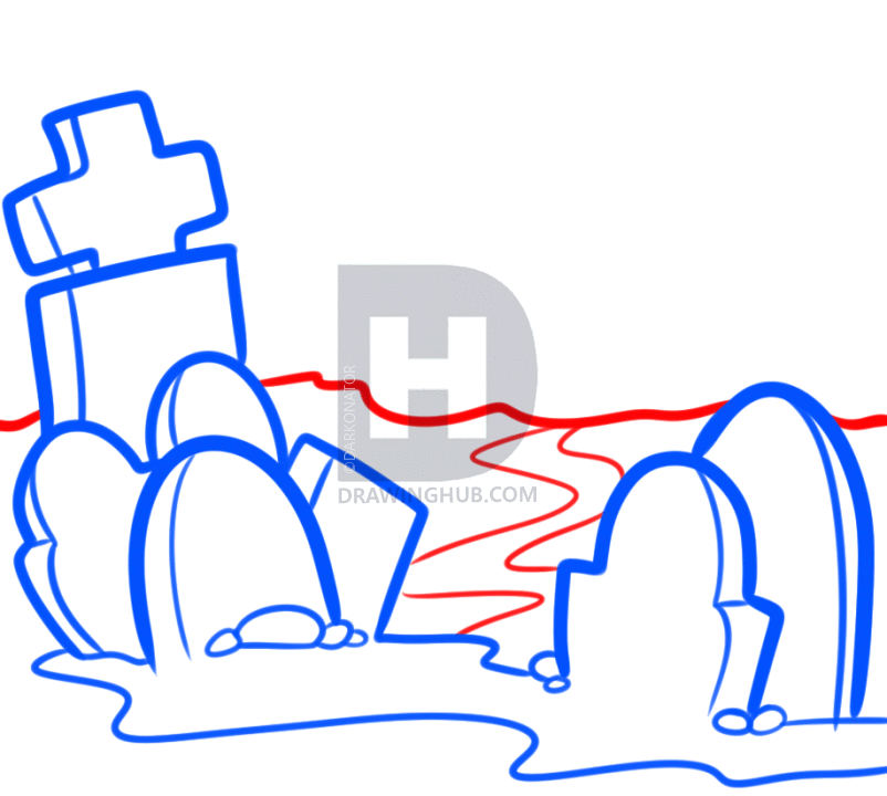 802x720 How To Draw A Cemetery, Step