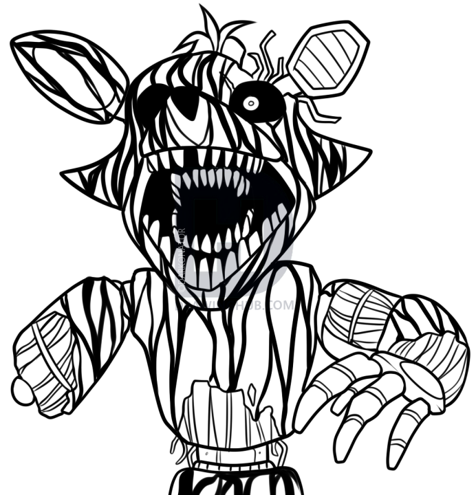692x720 how to draw phantom foxy from five nights at freddys step