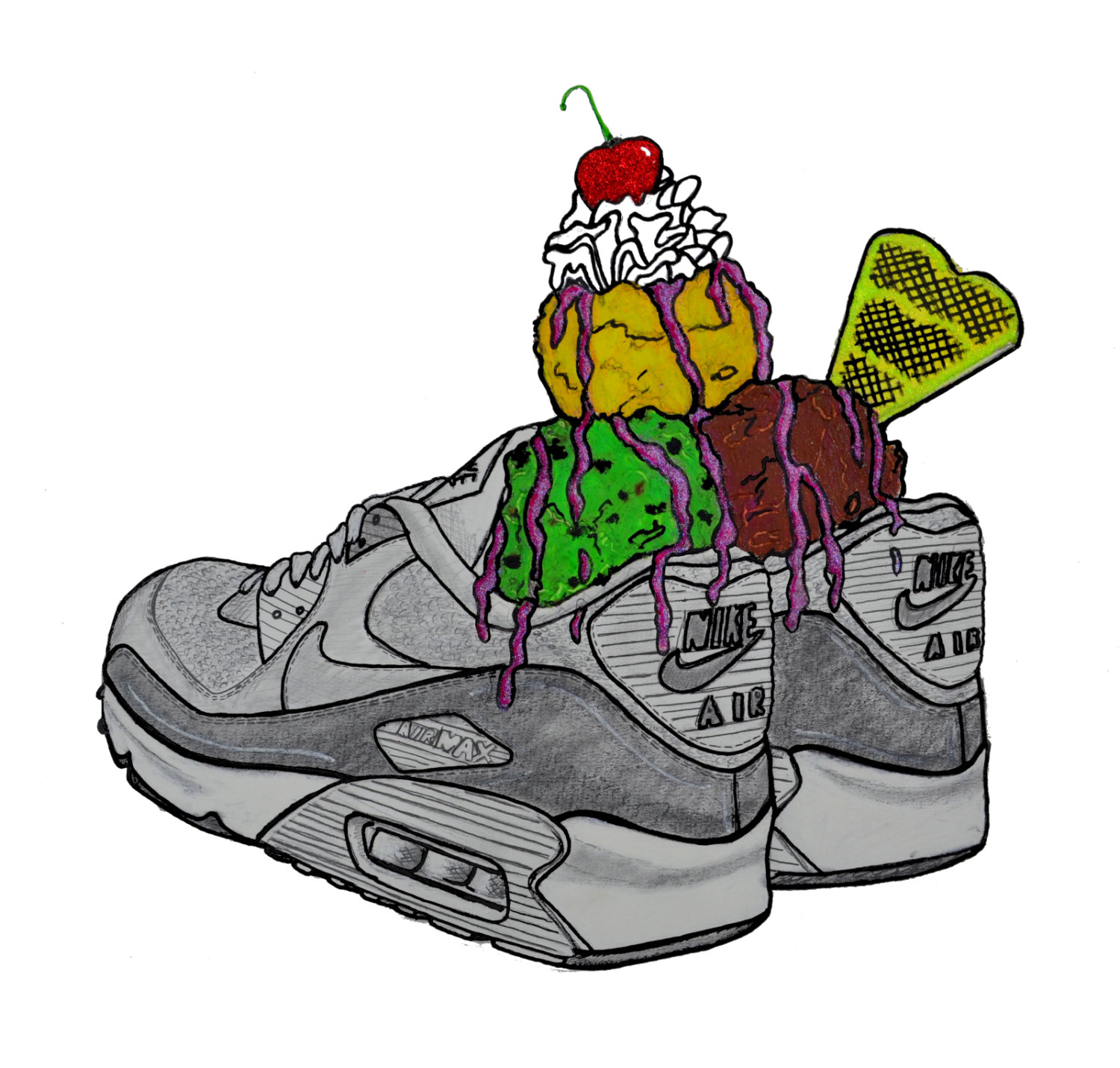 1500x1431 Original Swoosh Sundae Streetsneaker Art Print Etsy