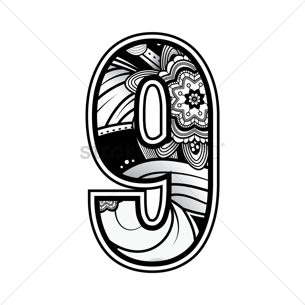 1300x1300 Free Decorative Number Vector Image