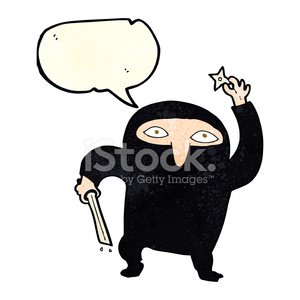 300x300 Cartoon Ninja With Speech Bubble Stock Vectors