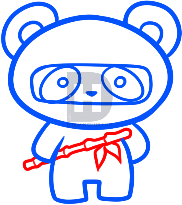 640x720 How To Draw A Panda Ninja, Step