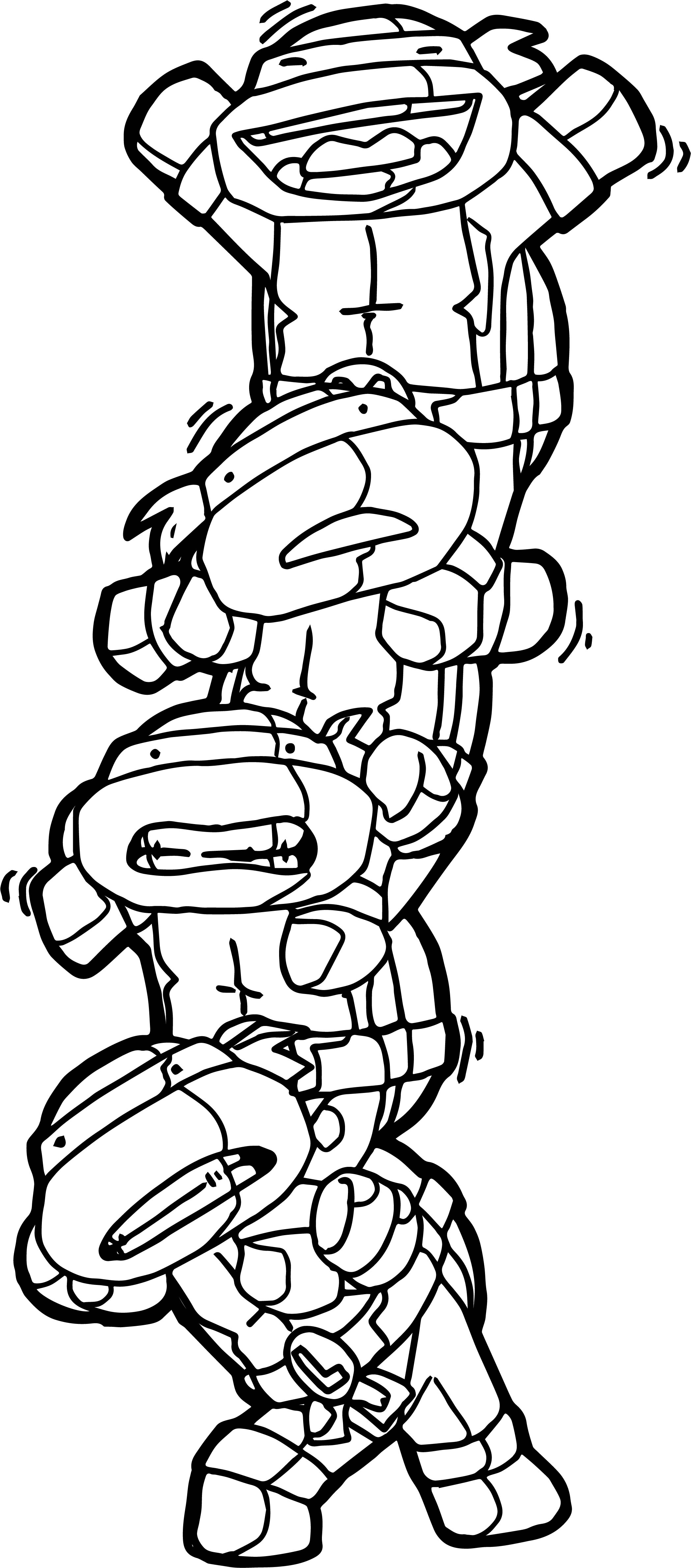 2097x4753 Four Kids Mutant Ninja Tortoise Turtle Coloring