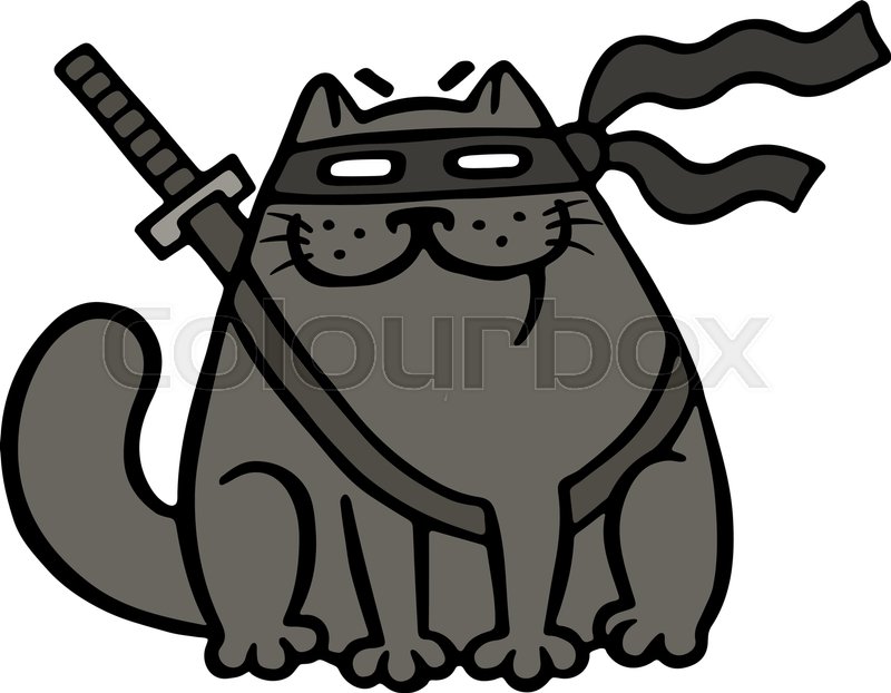 800x622 Cartoon Fat Ninja Cat In A Mask And A Stock Vector Colourbox
