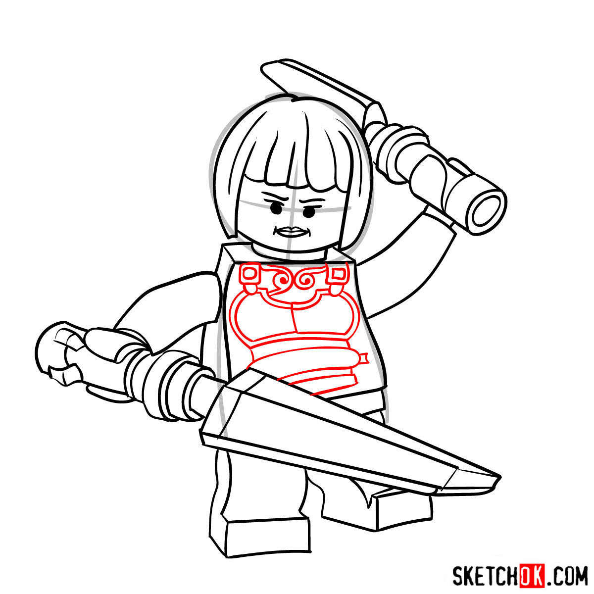 how to draw lego ninjago nya