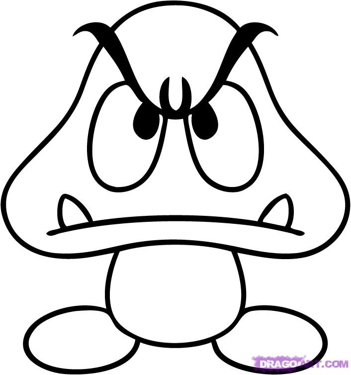 706x754 Step How To Draw A Goomba From Mario Bros