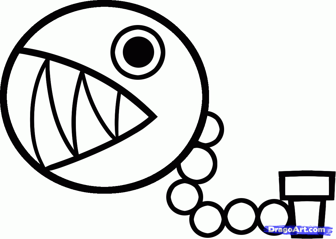 1138x812 How To Draw Chain Chomp, Step