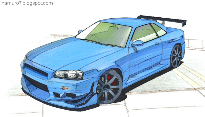 670x384 Draw Nissan Skyline Gt R Tuning Car Wood Art