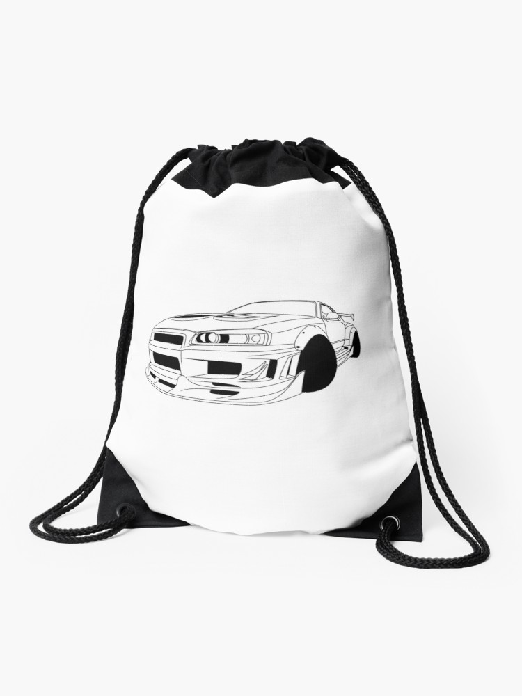 750x1000 Nissan Skyline Gtr Lineart Drawstring Bag