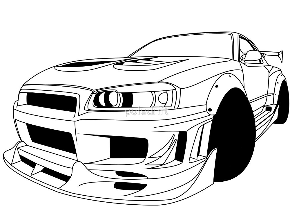 1000x750 Nissan Skyline Gtr Lineart