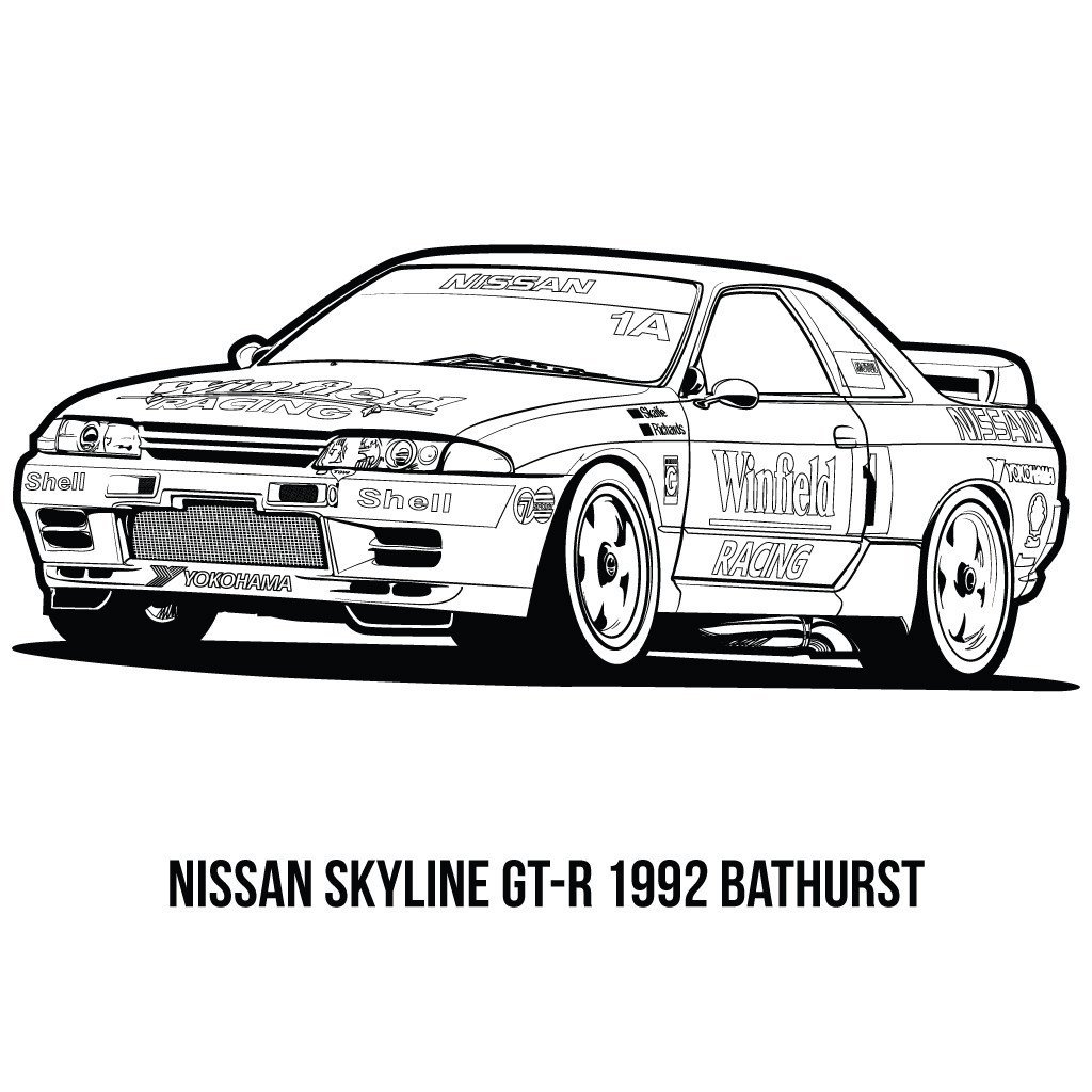 1024x1024 Coloring Nissan Gtr Skyline Pages