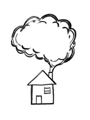 180x240 Black Brush And Ink Artistic Rough Hand Drawing Of Smoke Coming