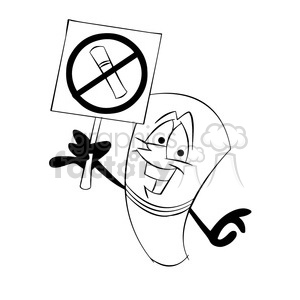 300x300 Cartoon Cigarette Holding No Smoking Sign Black White Clipart