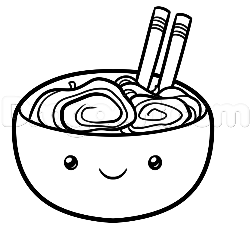 835x775 Draw Kawaii Noodles, Step