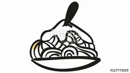 500x281 Noodles Pasta Salad Food Line Drawing Animation Transparent