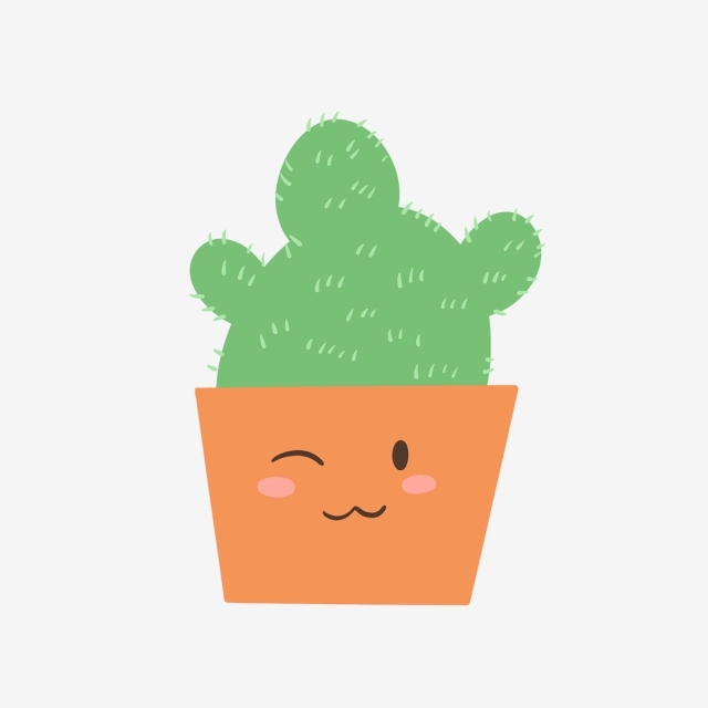 640x640 Hand Drawn Cactus In Winking Pot, Drawing, Nature, Environment Png