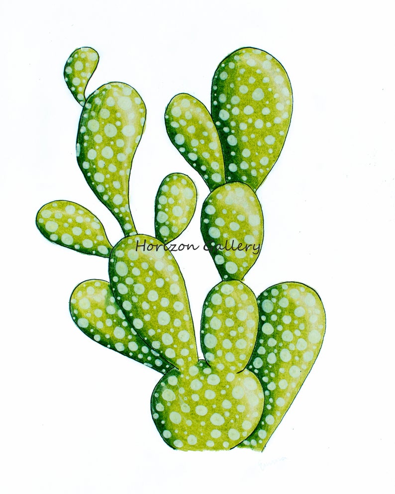 794x993 Tall Cactus Colored Pencil Wall Art Etsy