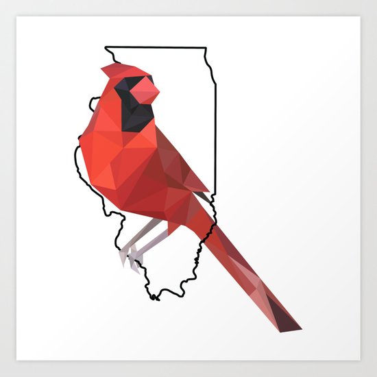 550x550 Illinois Northern Cardinal Art Print