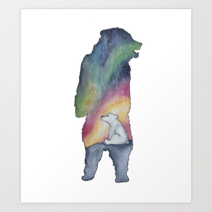 700x700 Northern Lights Bear Art Print