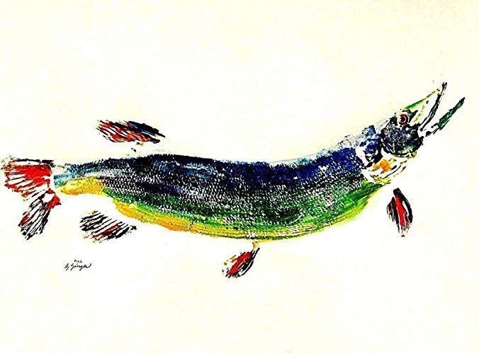 676x500 Great Northern Pike Gyotaku Fish Art Print X