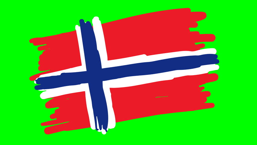852x480 Norway Drawing Flag On Green Stock Footage Video