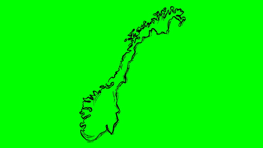852x480 Norway Drawing Outline Map On Stock Footage Video