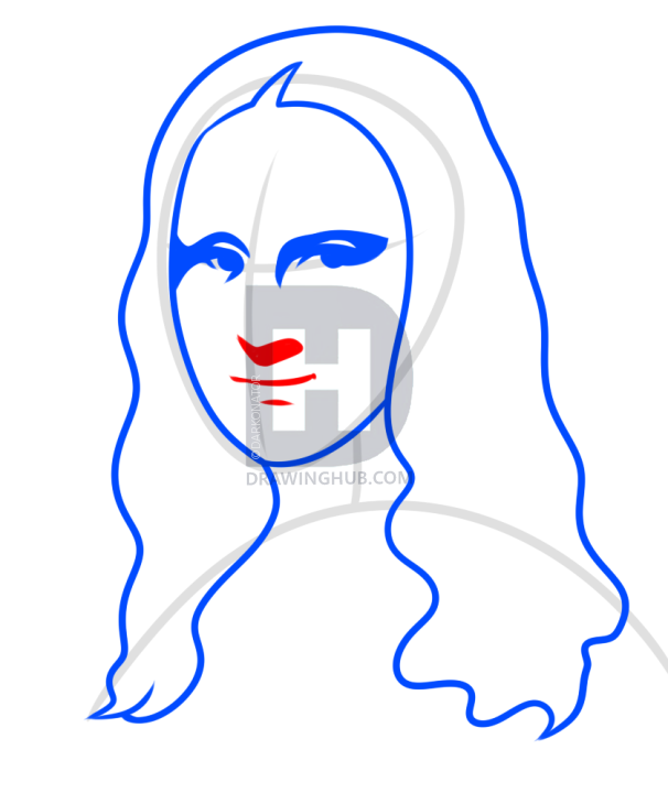 606x720 How To Draw The Mona Lisa For Kids, Step