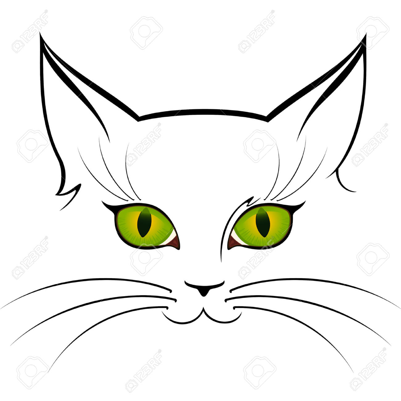 1300x1300 Cat Eyes And Nose Drawing Makeup Green Cute Coloring Images Simple