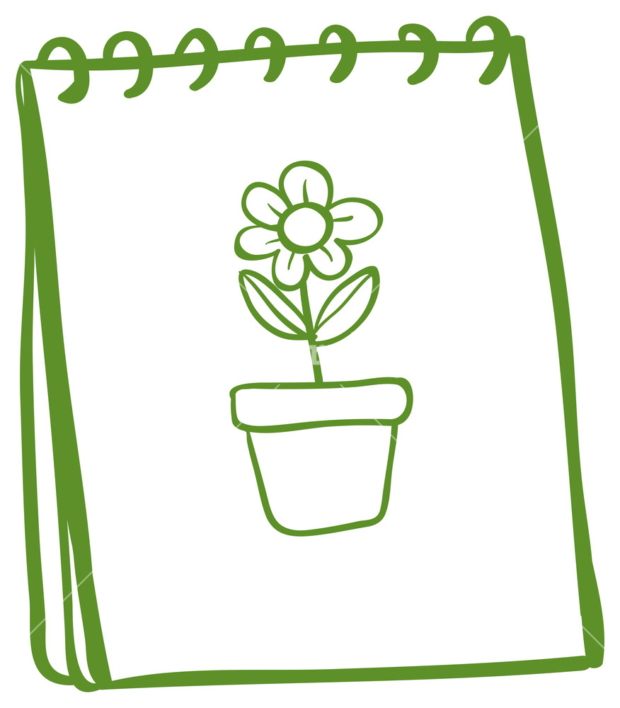 876x1000 Illustration Of A Notebook With A Drawing Of A Flower In A Pot