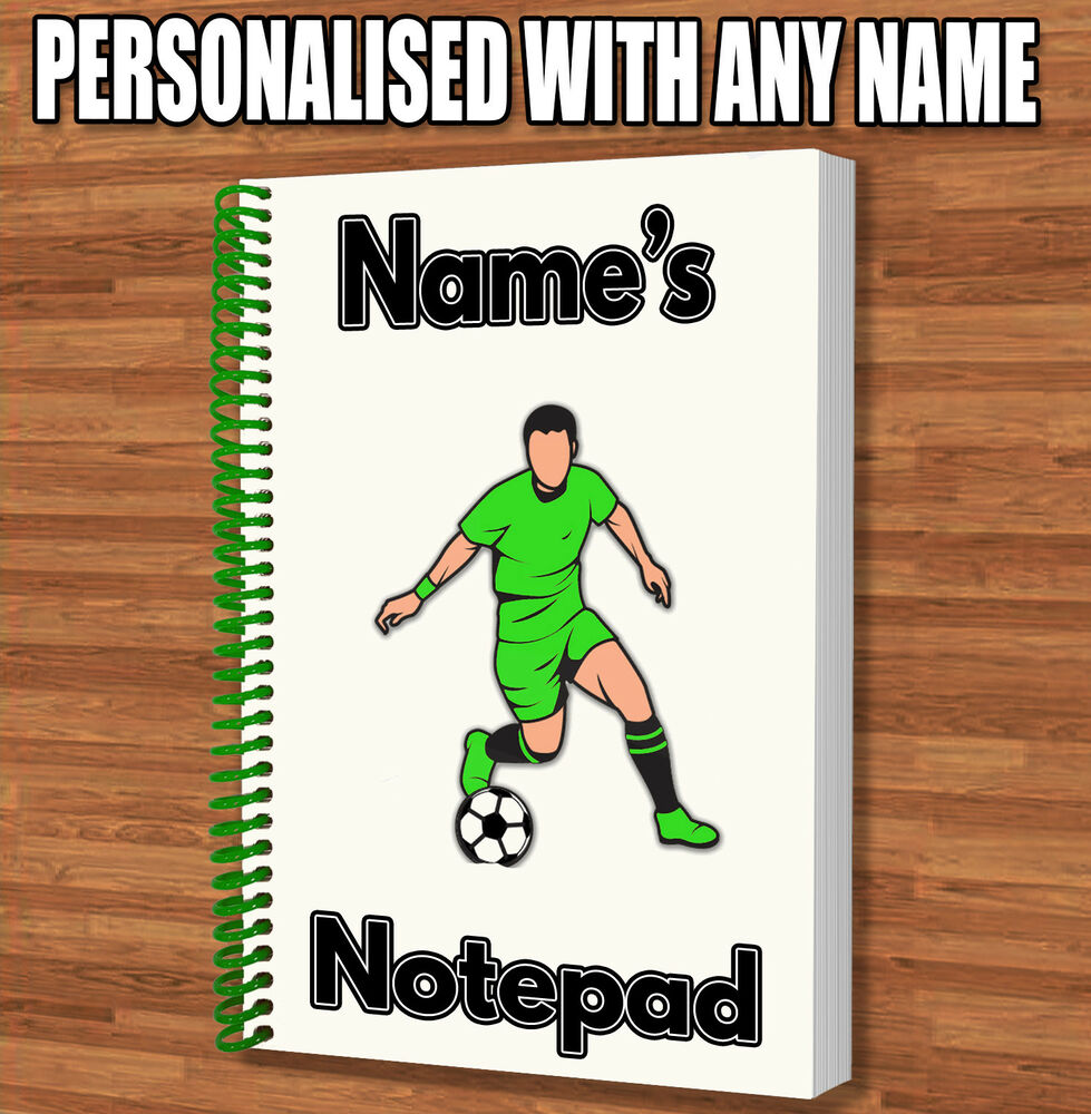 979x1000 Green Football Player Personalised Notebook Pad Notes