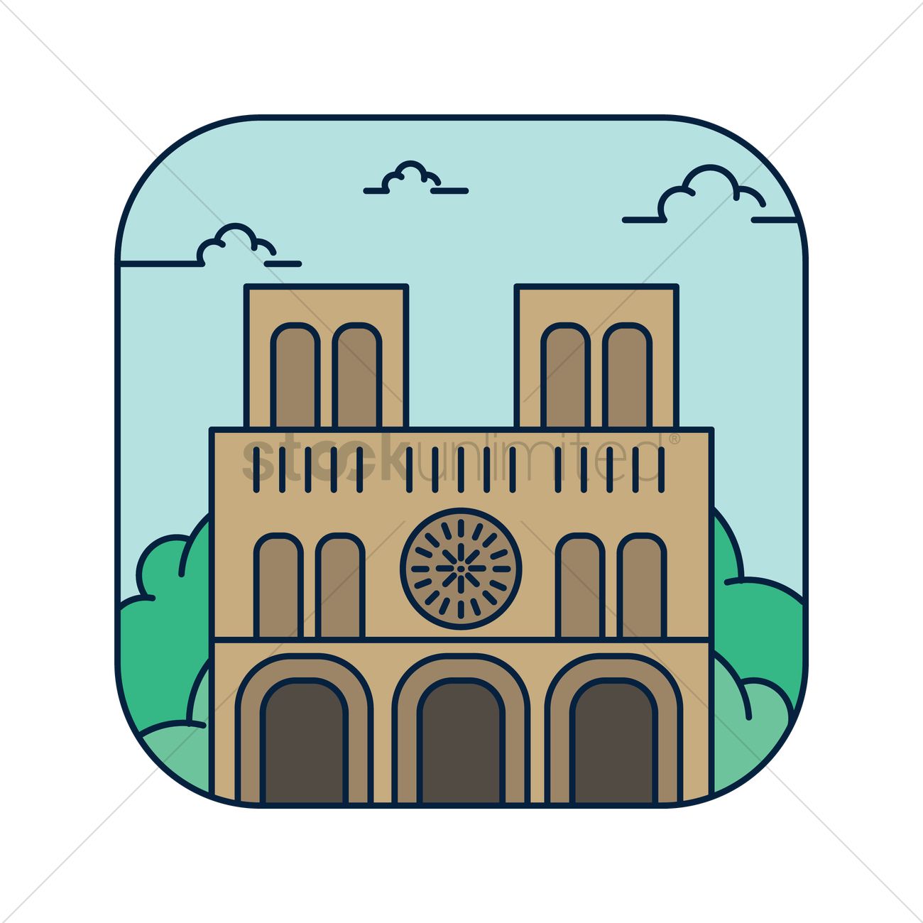 1300x1300 Notre Dame Cathedral Vector Image