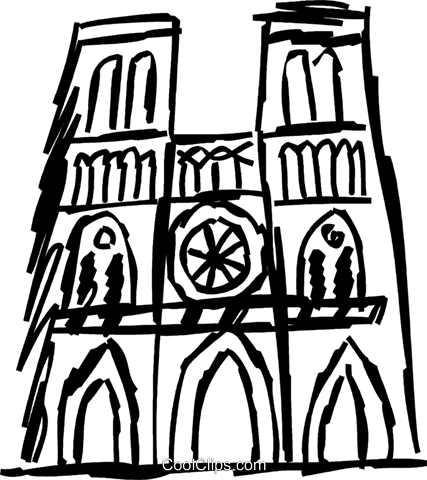 427x480 Notre Dame Royalty Free Vector Clip Art Illustration