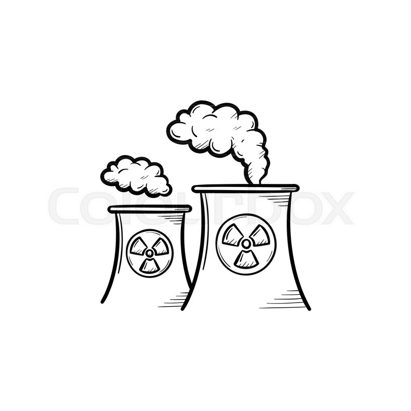 800x800 Nuclear Power Plant Hand Drawn Sketch Icon