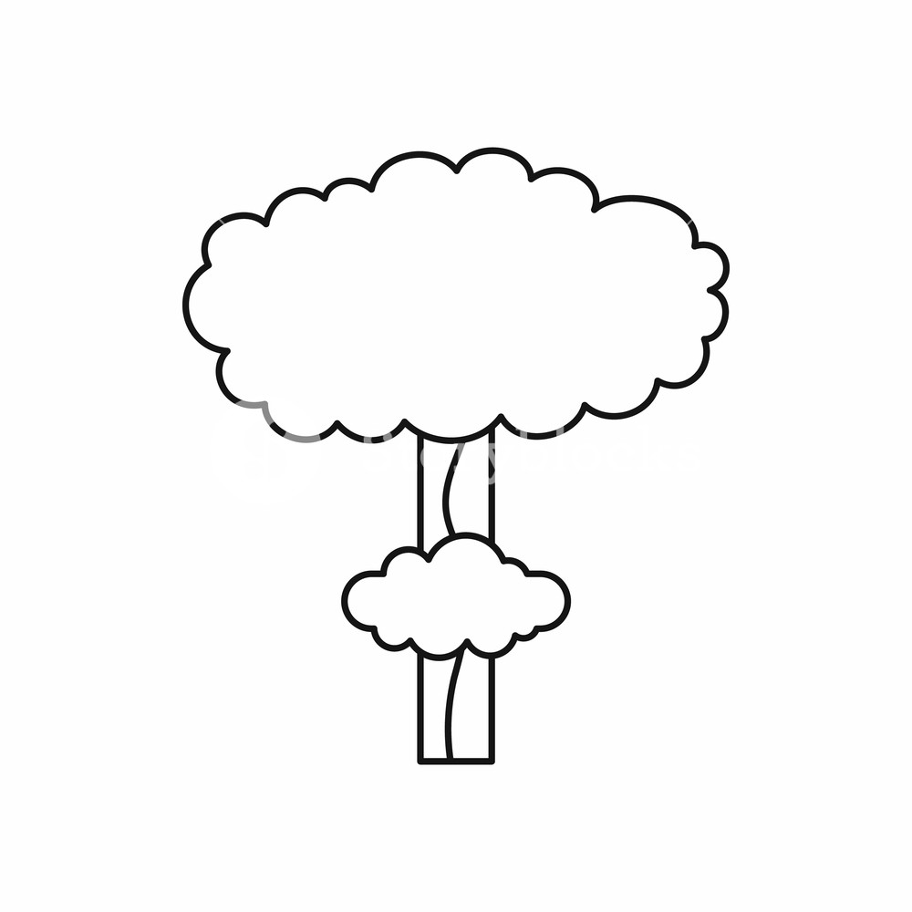 1000x1000 Nuclear Explosion Icon In Outline Style Isolated Vector
