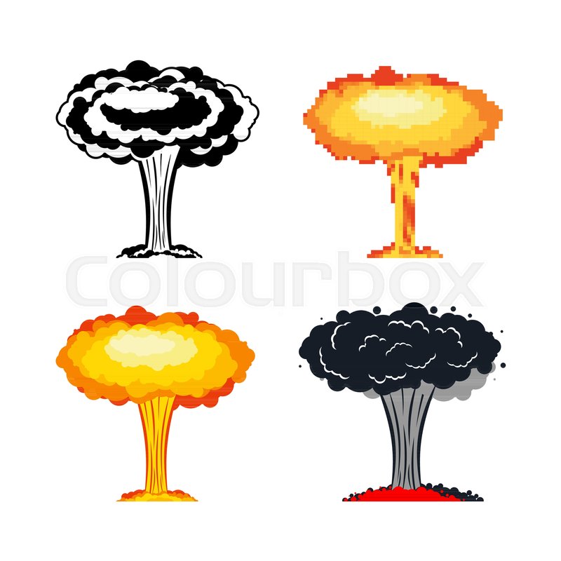 800x800 Nuclear Explosion Set War Large Red Stock Vector Colourbox