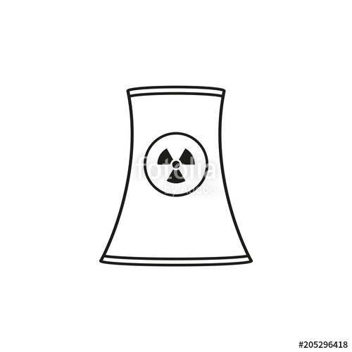 500x500 Vector Illustration Nuclear Power Station Outline Icon On White