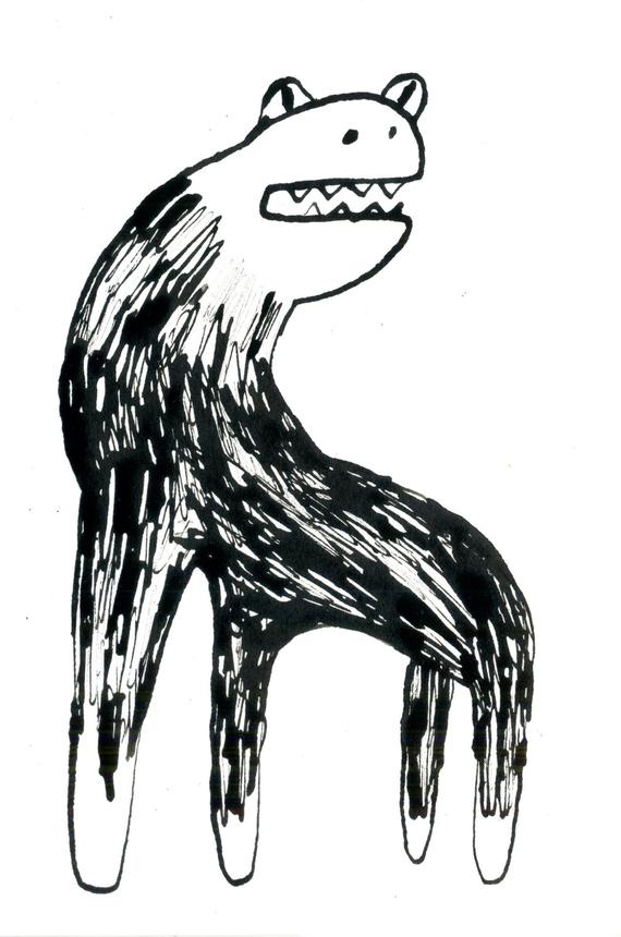 570x860 Frog Beast Hybrid Ink Drawing Number Etsy