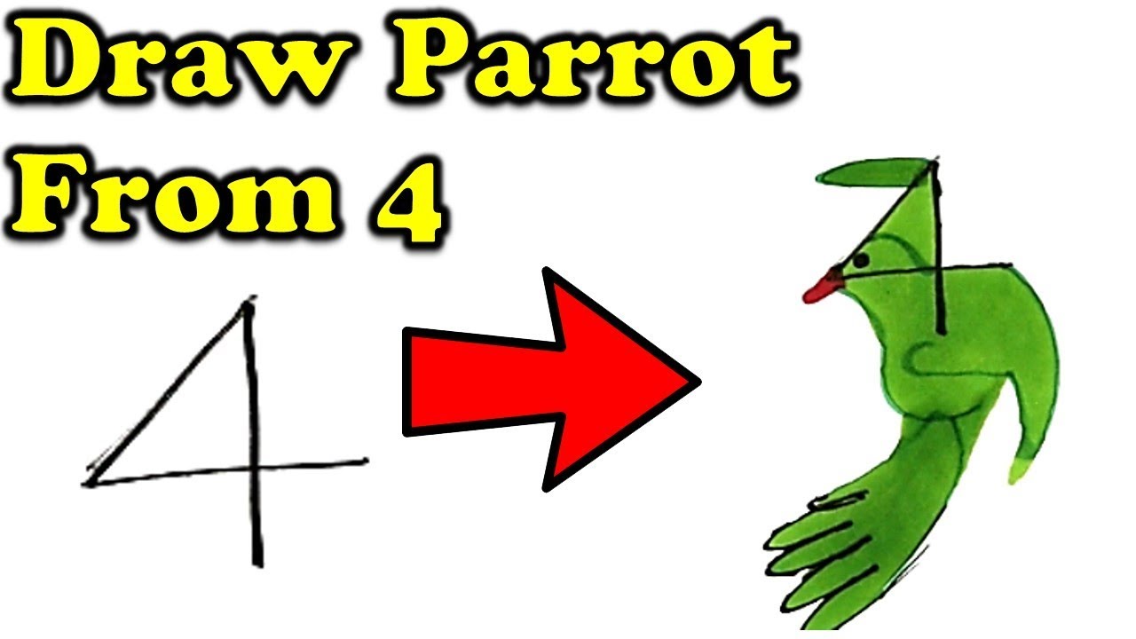 1280x720 How To Draw Bird Parrot Easily Using Number For Kids Step
