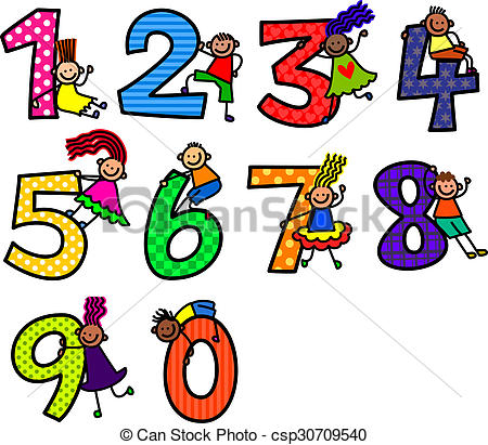 450x411 Number Kids A Cute Cartoon Doodle Set Of Little Stick Kids