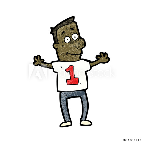 500x500 Cartoon Man In Shirt With Number One