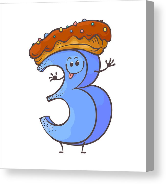 678x750 Vector Sweet Cake Number Character Three Canvas Print Canvas