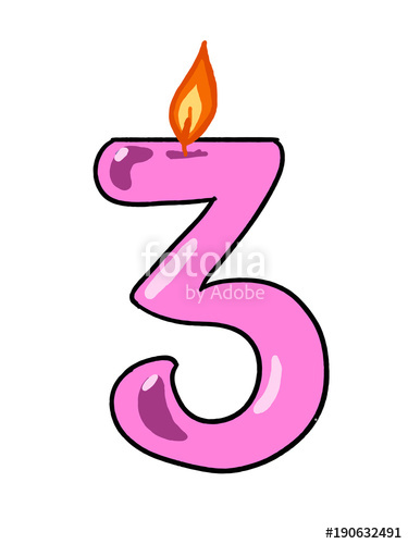 375x500 Number Pink Three Candle Illustration Drawing And White Background
