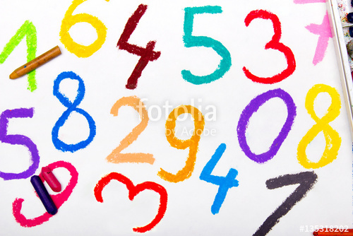 500x334 Oil Pastels Drawing Math Lesson With Colorful Numbers Stock