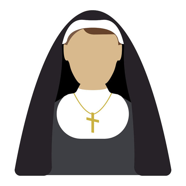 600x600 Nun Cartoon Icon Isolated Vector Illustration Art Print