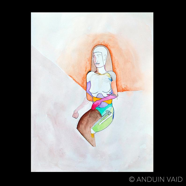 794x794 Nun In A Can Original Colorful Watercolor Drawing Sketch Etsy